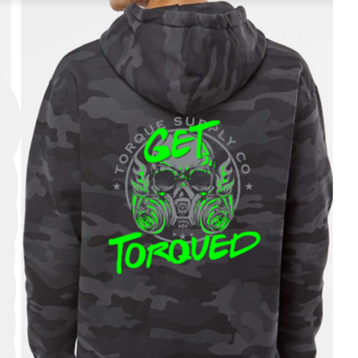 "Get Torqued" Camo Green logo Hoodie