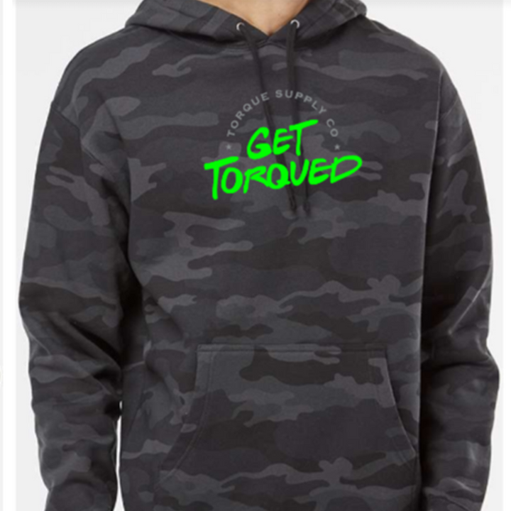 "Get Torqued" Camo Green logo Hoodie